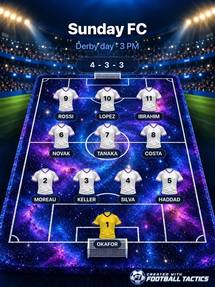 A lineup card on the Galaxy pitch