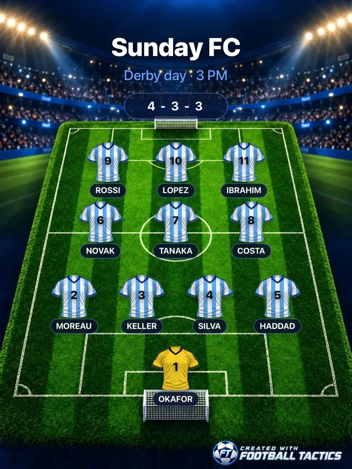A lineup card on the Matchday pitch